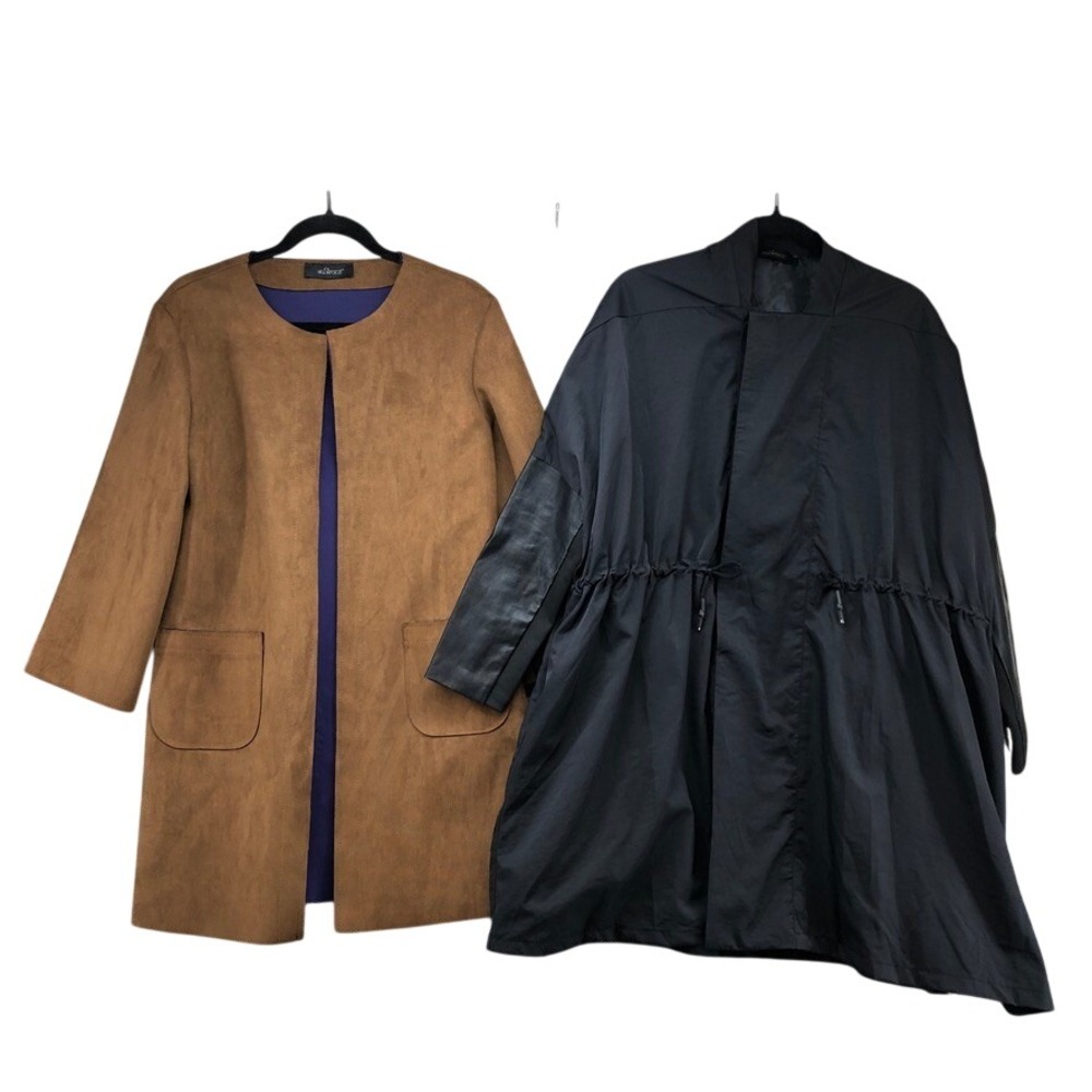 viaStrozzi Coat Lot Women Large Faux Suede Topper Brown Purple Black Jacket